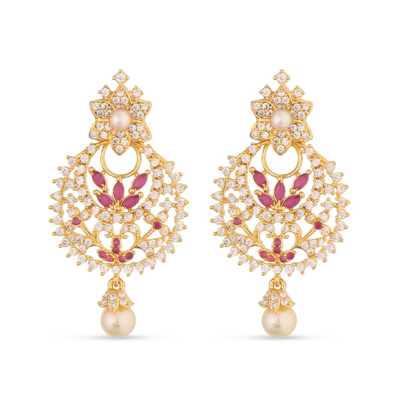 TARINIKA Gold Plated Brass Antique Nakshatra CZ Short Necklace Set with Earrings for Women Indian Jewelry Set Desi Necklace Pearl Fashion Jewelry Gift for Her (Tiah Nakshatra CZ) - Image 4
